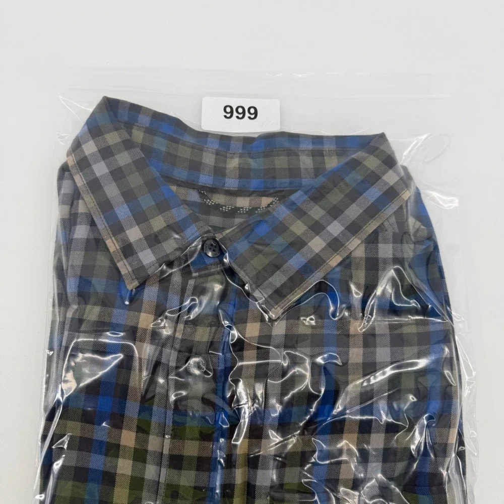 The North Face Mens Plaid Long Sleeve Button‎ Down Shirt Blue Green Tan Medium